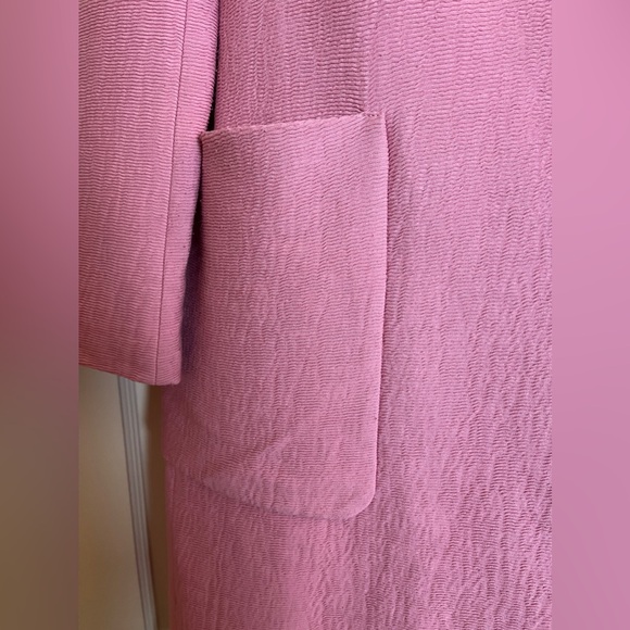 Zara Long Pink Textured Jacket - Picture 4 of 12